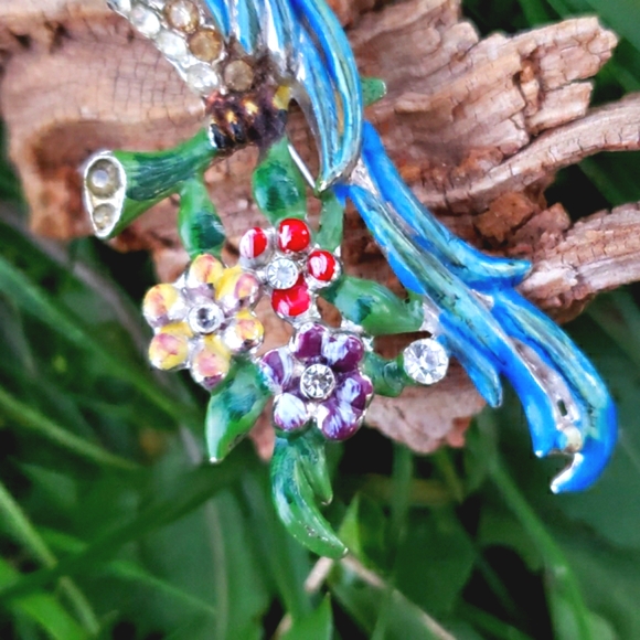 Rare 1940s Colorful Bird Duette Enamel Fur Clip - Picture 8 of 12